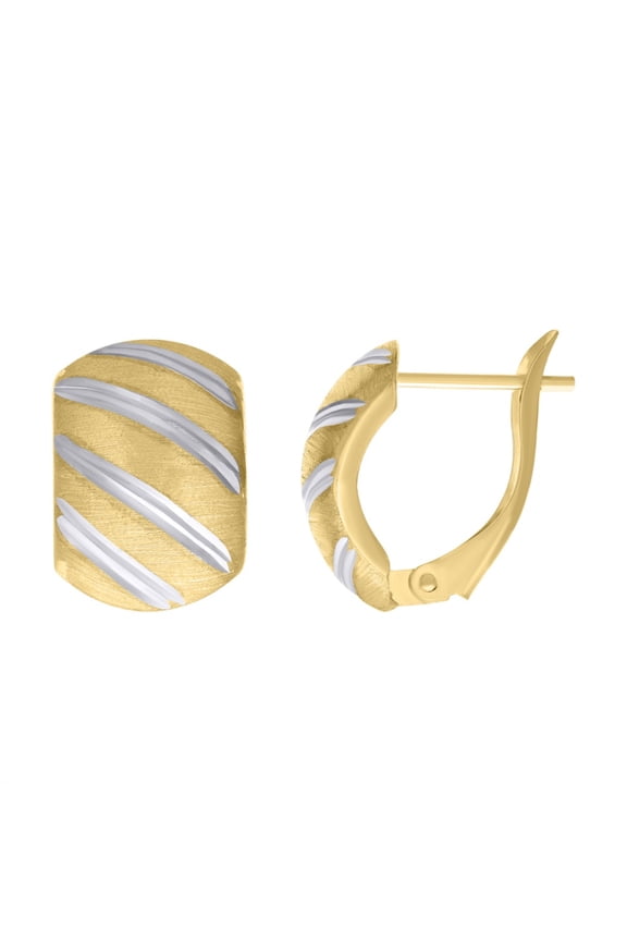 14k Two-tone Gold Fashion Latch Back Hoop Earrings for Women