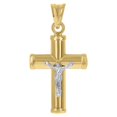 thumbnail image 1 of Auriga 14k Two-tone Gold Men's Crucifix Cross Religious Charm Pendant (L- 36mm, W- 18.6mm), 1 of 3