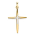 thumbnail image 1 of Auriga Fine Jewelry 14K Two-tone Gold Polished Solid Double Cross Pendant for Women (L-34mm, W-21.1mm), 1 of 6
