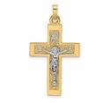 thumbnail image 1 of Auriga 14k Two-tone Gold Polished Solid INRI Crucifix Cross Pendant for Women (L-36mm, W-20.11mm), 1 of 6
