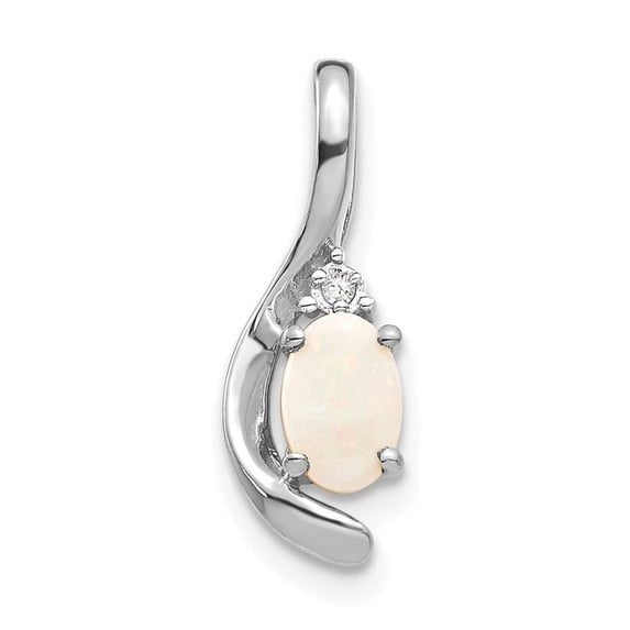 Auriga Fine Jewelry 14K White Gold 0.36 Cttw Opal and Diamond Accent Pendant for Women (L-17mm, W-6mm)