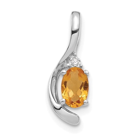 Auriga Fine Jewelry 14K White Gold 0.41 Cttw Citrine and Diamond Accent Fancy Pendant for Women (L-17mm, W-6mm)