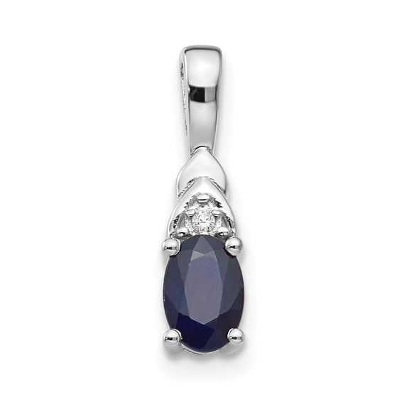 Auriga 14k White Gold 0.63 Cttw Blue Sapphire and Diamond Accent Pendant for Women (L-16mm, W-4mm)
