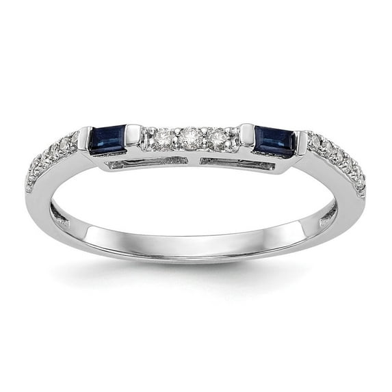 Auriga Fine Jewelry 14K White Gold 1/10 carat Diamond and Sapphire Complete Wedding Band for Women Size- 7