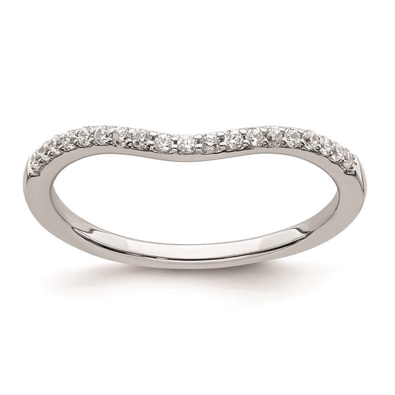 Auriga Fine Jewelry 14K White Gold 1/6 carat Diamond Contoured Wedding Band for Women Size 7