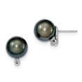 thumbnail image 1 of Auriga Fine Jewelry 14K White Gold 10-11mm Tahitian Pearl and 0.10ct Natural Diamond Drop Stud Earrings for Women, 1 of 3