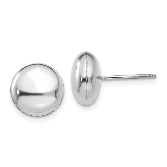 Auriga 14k White Gold 10.5mm Button Stud Earrings for Women(L- 10.5mm, W- 10.5mm)