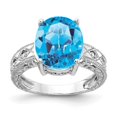 thumbnail image 1 of Auriga 14k White Gold 12x10mm Oval Blue Topaz AA Diamond Ring for Women Size-6, 1 of 4