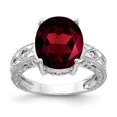 thumbnail image 1 of Auriga Fine Jewelry 14K White Gold 12x10mm Oval Garnet VS Diamond Ring for Women Size-6, 1 of 5