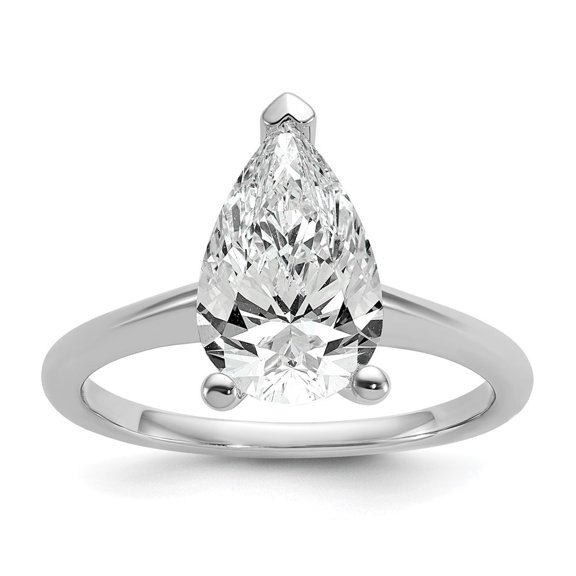 Auriga 14k White Gold 2 1/2 carat LG Diamond Pear Solitaire Engagement Ring for Women Size 7