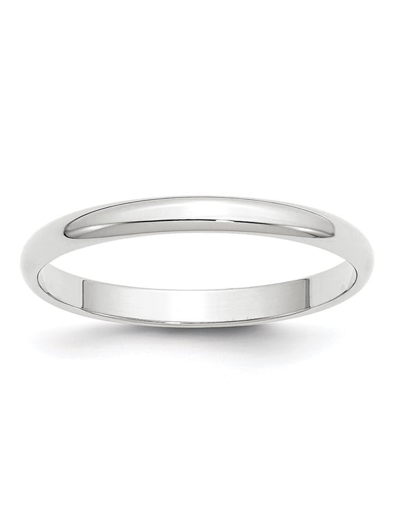 14k White Gold 2.5mm Lightweight Half Round Women's Wedding Band Size- 4