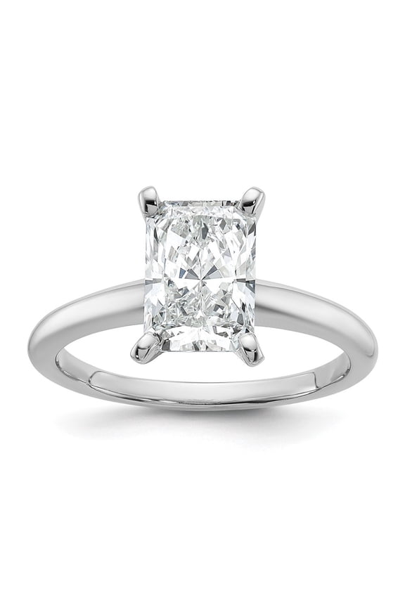 14k White Gold 2 carat Lab Grown Diamond VS+ F+ Radiant SolitaireEngagement Ring Size 7