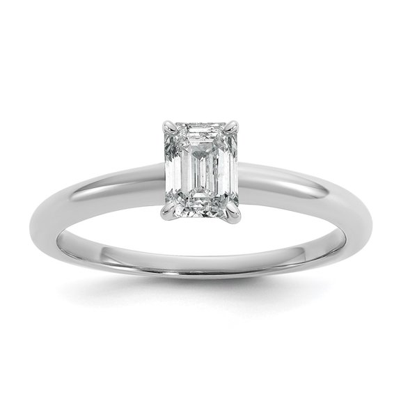 Auriga 14k White Gold 3/4 carat Lab Grown Diamond VS+ F+ Emerald Solitaire Engagement Ring Size 7