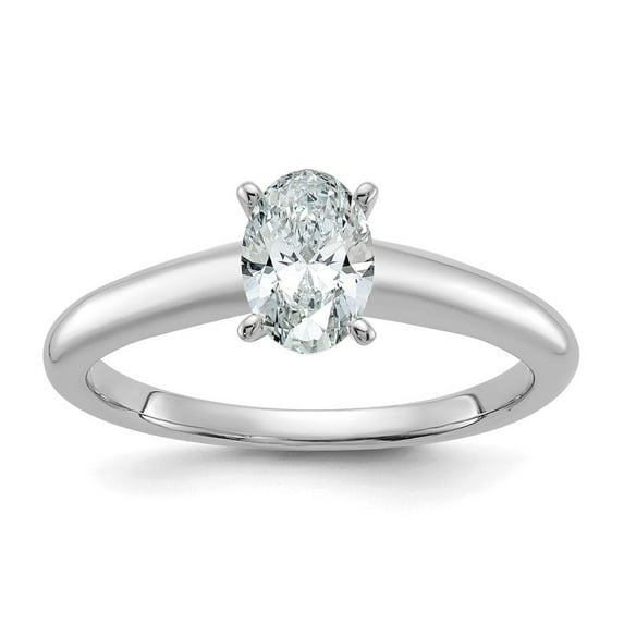 Auriga 14k White Gold 3/4 carat Lab Grown Diamond VS+ F+ Oval Solitaire Engagement Ring Size 7