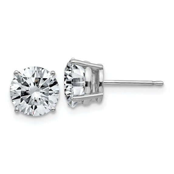 Auriga Fine Jewelry 14K White Gold 3ct. Round Moissanite Stud Earrings for Women (L- 0.3 inch, W- 0.3 inch)
