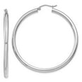 thumbnail image 1 of Auriga Fine Jewelry 14K White Gold 3mm Tube Hoop Earrings for Women (L-50mm, W-3mm), 1 of 5