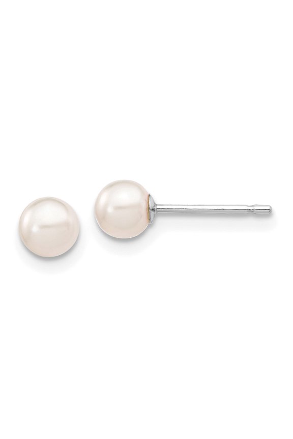 14k White Gold 4-5mm White Stud Earrings for Women
