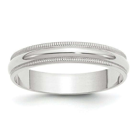 Auriga 14k White Gold 4mm Lightweight Milgrain Half Round Women's Wedding Band Size- 7.5