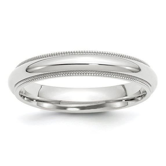 Auriga 14k White Gold 4mm Milgrain Half Round Women's Wedding Band Size- 4.5