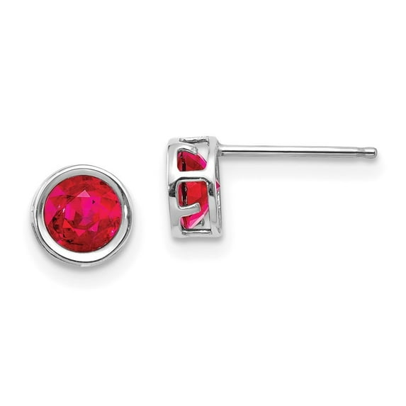 Auriga Fine Jewelry 14K White Gold 5mm Bezel Ruby Stud Earrings for Women