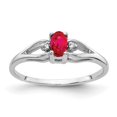 thumbnail image 1 of Auriga 14k White Gold 5x3mm Oval Ruby AAA Diamond Ring for Women Size-6, 1 of 4