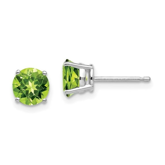 Auriga Fine Jewelry 14K White Gold Peridot Stud Earrings for Women (L- 0.24 inch, W- 0.24 inch)