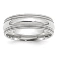 thumbnail image 1 of Auriga 14k White Gold 7mm Double Milgrain Men's Wedding Band Size- 8, 1 of 5
