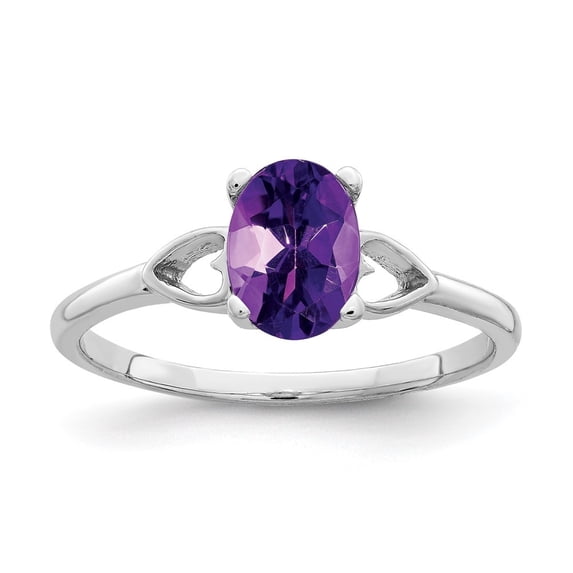 Auriga 14k White Gold 7x5mm Oval Amethyst Ring for Women Size-6
