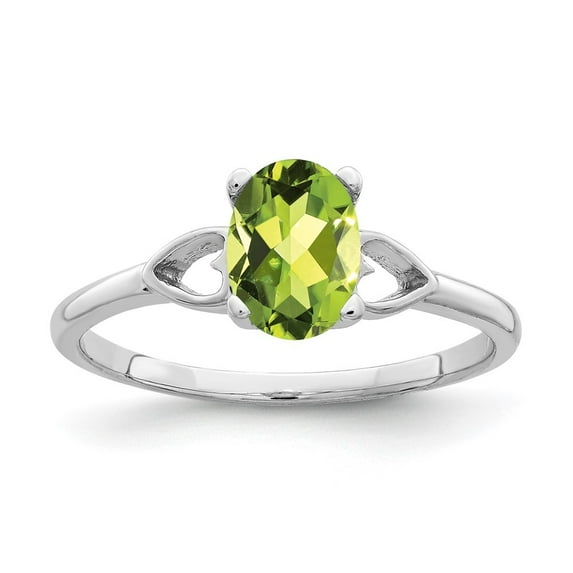 Auriga 14k White Gold 7x5mm Oval Peridot Ring for Women Size-6