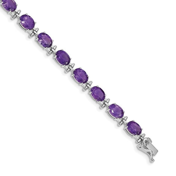 Auriga 14k White Gold Amethyst Bracelet 7inch for Women