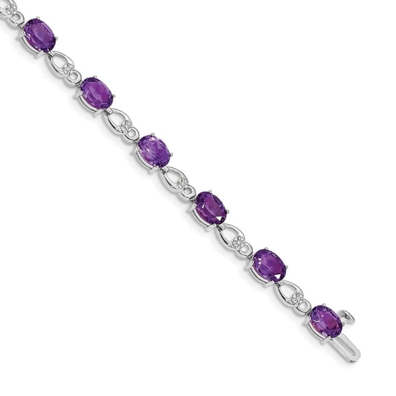 Auriga Fine Jewelry 14K White Gold Amethyst and Diamond Bracelet 7inch for Women