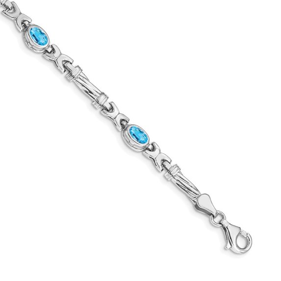Auriga Fine Jewelry 14K White Gold Blue Topaz Bracelet 7inch for Women