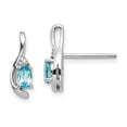 thumbnail image 1 of Auriga Fine Jewelry 14K White Gold Blue Topaz and 0.01ct Natural Diamond Dangle Earrings for Women(L- 14mm, W- 5mm), 1 of 6