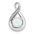 thumbnail image 1 of Auriga 14k White Gold Created Opal and Diamond Pendant for Women (L-17.9mm, W-10.3mm), 1 of 6