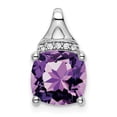 thumbnail image 1 of Auriga Fine Jewelry 14K White Gold Cushion Amethyst and Diamond Pendant for Women (L-14.5mm, W-8.2mm), 1 of 6