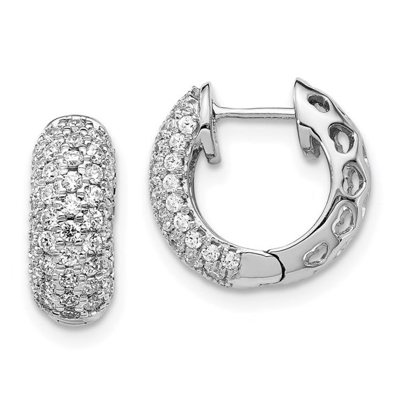 Auriga Fine Jewelry 14K White Gold Diamond Hinged Hoop Earrings for Women