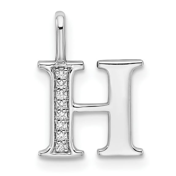 Auriga 14k White Gold Diamond Letter H Initial Pendant for Women(L- 15.08 mm, W- 10.84 mm)