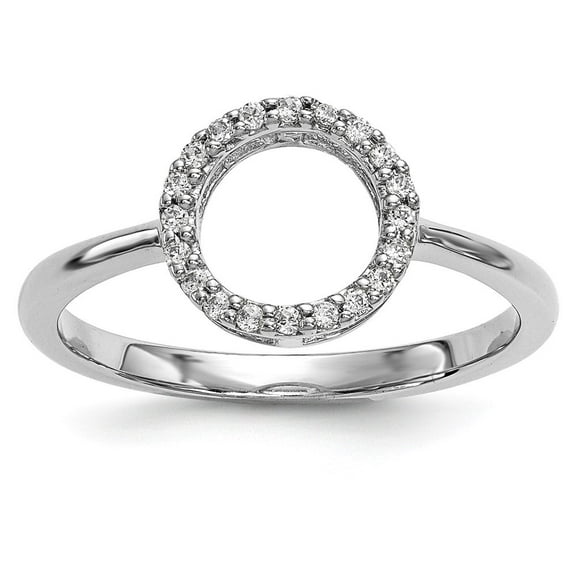 Auriga 14k White Gold Diamond Open Circle Ring for Women Size- 7