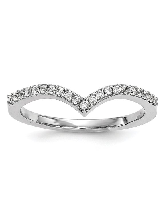 14k White Gold Diamond V Ring for Women Size- 7