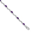 thumbnail image 1 of Auriga 14k White Gold Diamond and Amethyst Bracelet 7inch for Women, 1 of 6
