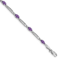 Auriga 14k White Gold Diamond and Amethyst Bracelet 7inch for Women