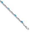 thumbnail image 1 of Auriga Fine Jewelry 14K White Gold Diamond and Blue Topaz Bracelet 7inch for Women, 1 of 6