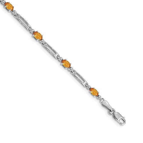 Auriga 14k White Gold Diamond and Citrine Bracelet 7inch for Women