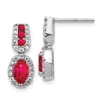 thumbnail image 1 of Auriga 14k White Gold Diamond and Ruby Drop Stud Earrings for Women (L- 0.67 inch, W- 0.28 inch), 1 of 6