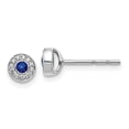 thumbnail image 1 of Auriga 14k White Gold Diamond and Sapphire Halo Stud Earrings for Women (L- 0.2 inch, W- 0.2 inch), 1 of 6