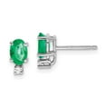 thumbnail image 1 of Auriga Fine Jewelry 14K White Gold Emerald and Diamond Stud Earrings for Women (L- 0.36 inch, W- 0.16 inch), 1 of 4