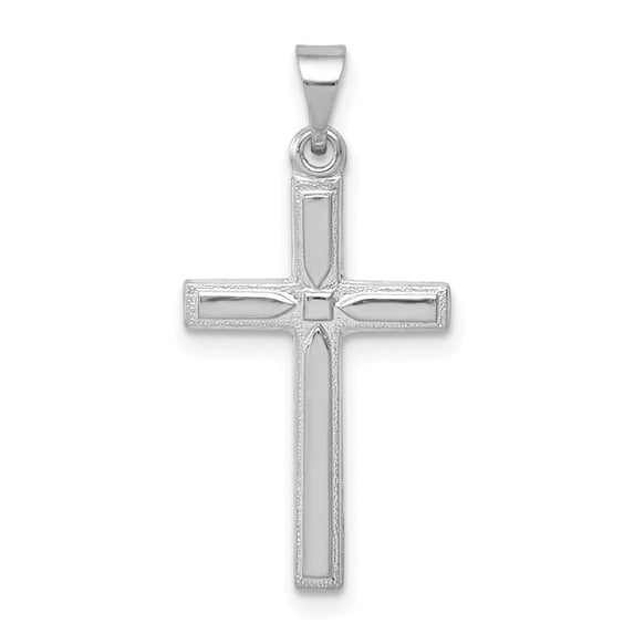 Auriga Fine Jewelry 14K White Gold Hollow Cross Pendant for Women (L - 24mm, W - 12mm)