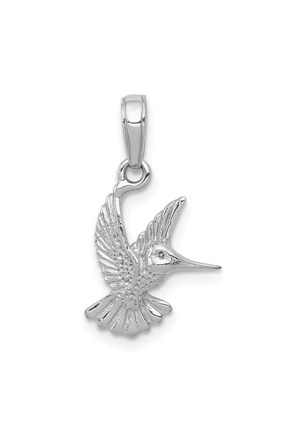 14k White Gold Hummingbird Pendant for Women