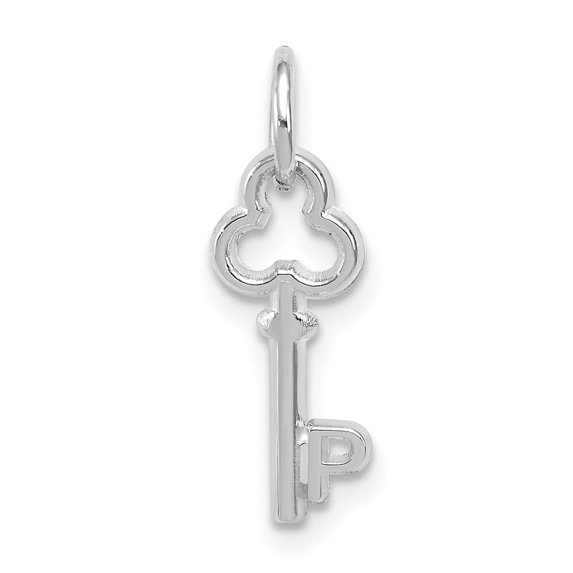 Auriga Fine Jewelry 14K White Gold Key P Initial Charm Pendant for Women(L- 15.53 mm, W- 6.88 mm)