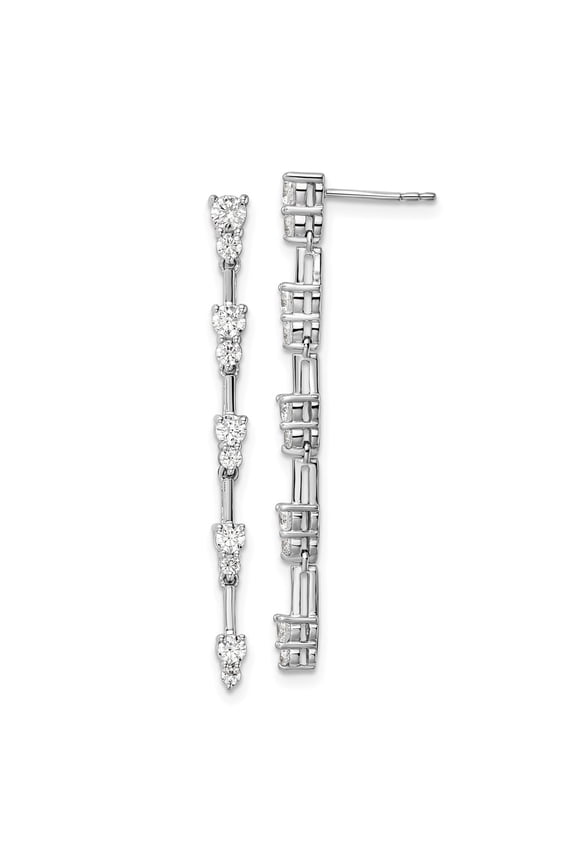 Fine Jewelry 14K White Gold Lab Grown Diamond Halo Stud Earrings for Women (L- 0.36 inch)